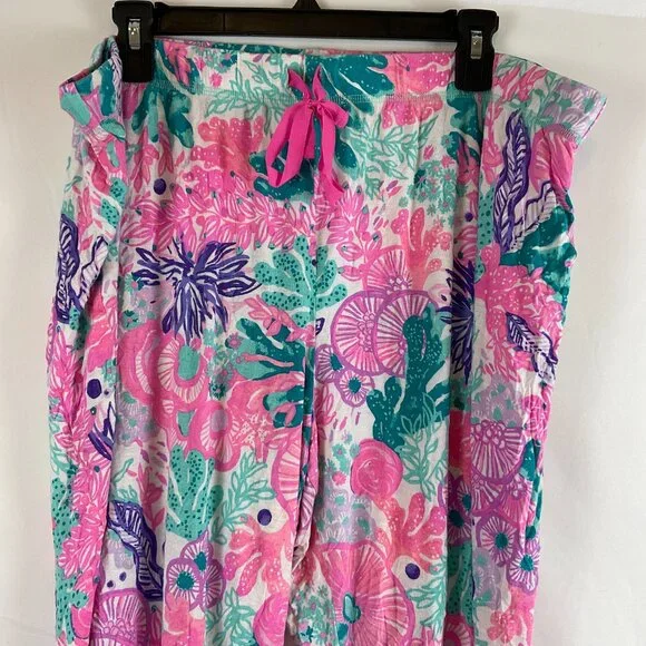 Lilly Pulitzer Pajama Set XXL Multi Seaside Carnivale Knit XXL Tank Pants Pink - Picture 11 of 16